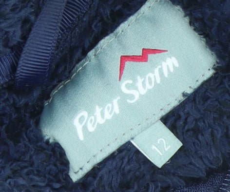 Peter Storm Women Blue Hooded Fleece Jacket Size 12