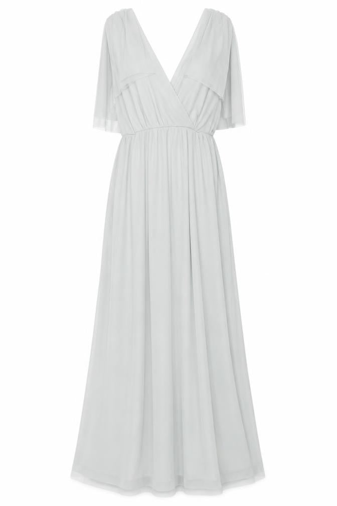 Folkster Women Green Long Maxi Dress S V-Neck Elegant Formal Gown