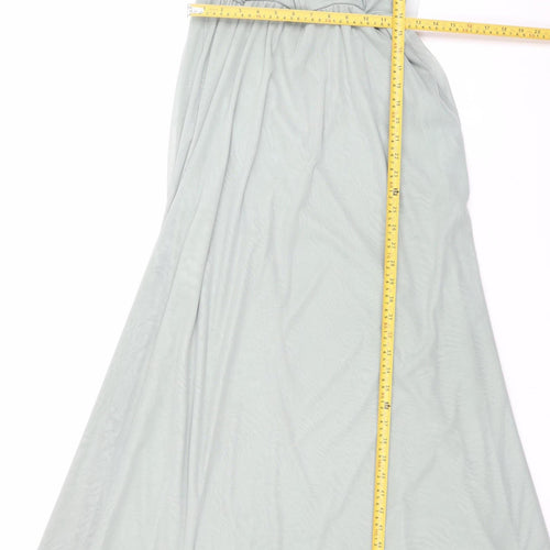 Folkster Women Green Long Maxi Dress S V-Neck Elegant Formal Gown