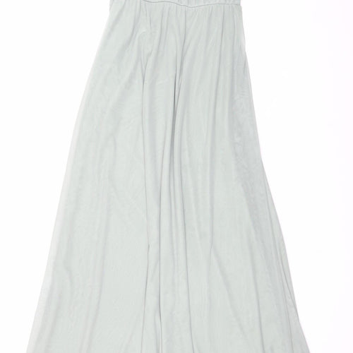 Folkster Women Green Long Maxi Dress S V-Neck Elegant Formal Gown