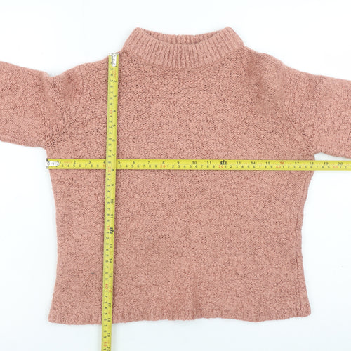 Vila Womens Pink Mock Neck Chunky Knit Pullover Jumper XS