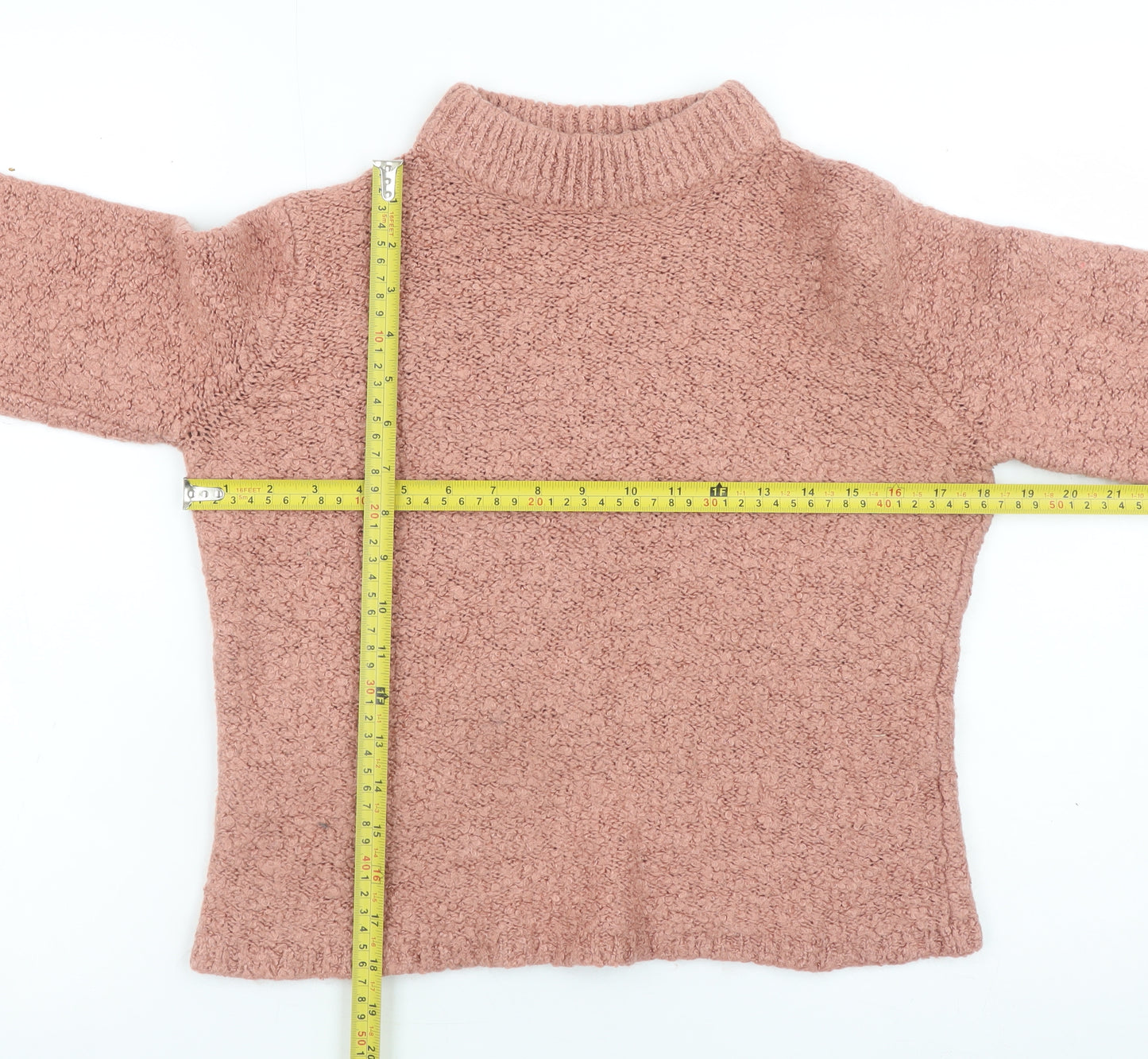 Vila Womens Pink Mock Neck Chunky Knit Pullover Jumper XS