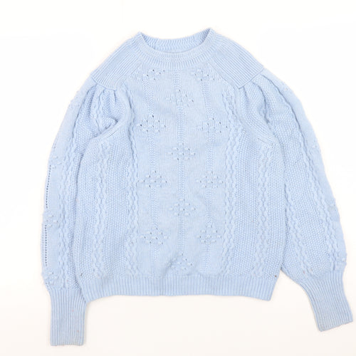 Marks and Spencer Per Una Women’s Blue Cable-Knit Jumper Size 8