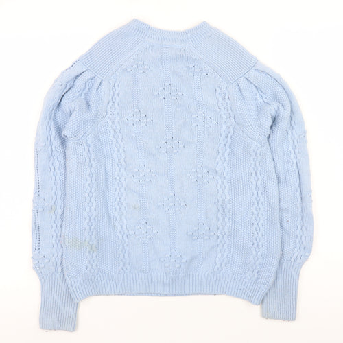 Marks and Spencer Per Una Women’s Blue Cable-Knit Jumper Size 8