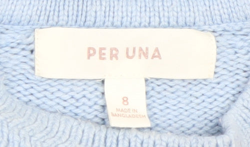 Marks and Spencer Per Una Women’s Blue Cable-Knit Jumper Size 8