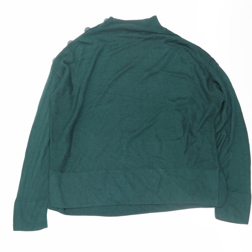 Next Women Green Mock Neck Button Detail Knit Jumper Size 12