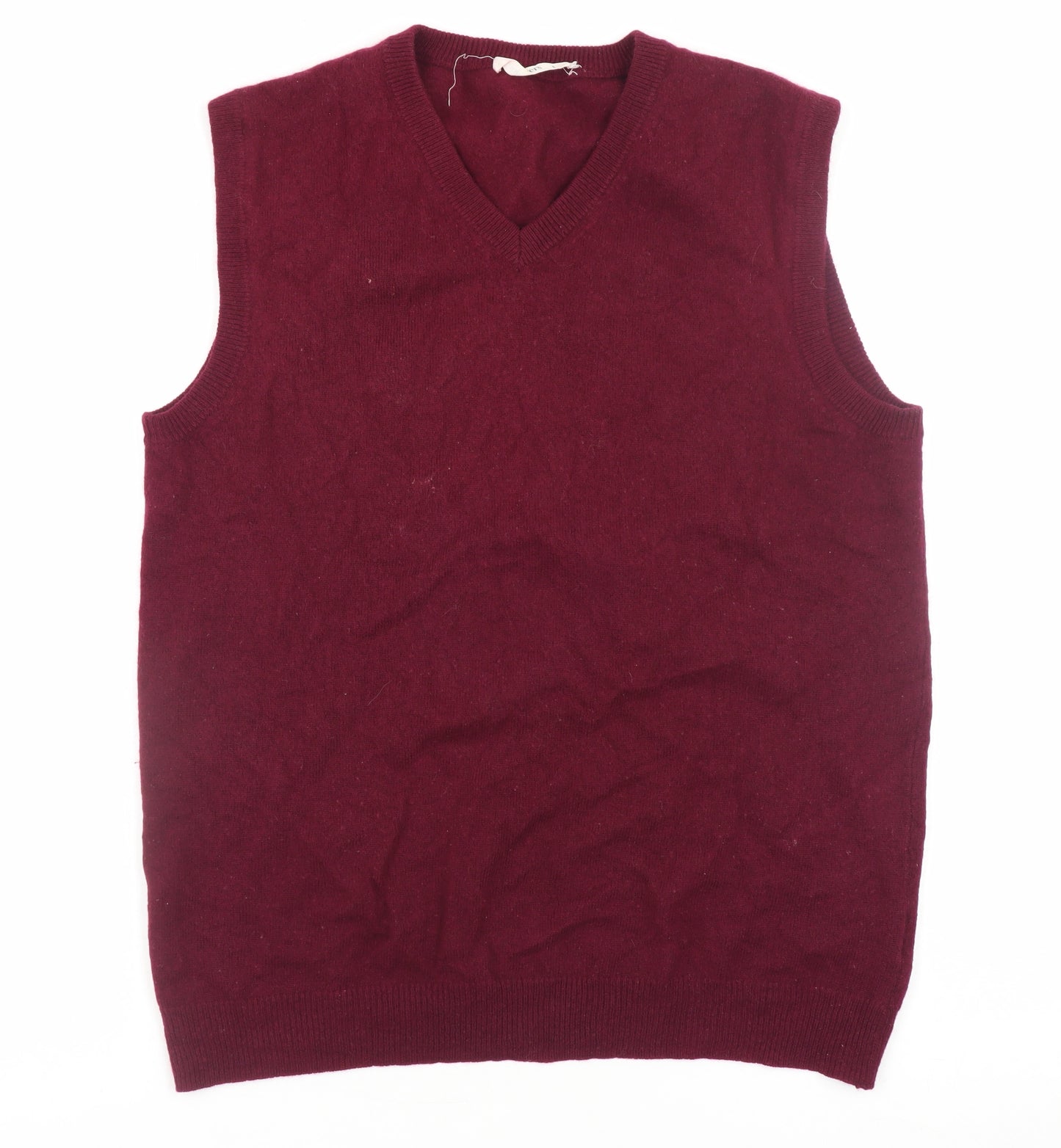 WoolOvers Women's Red V-Neck Merino Cashmere Sleeveless Vest S