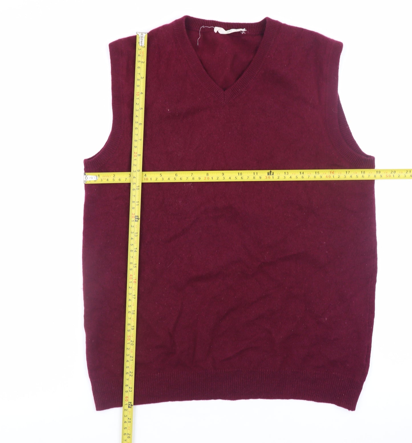 WoolOvers Women's Red V-Neck Merino Cashmere Sleeveless Vest S