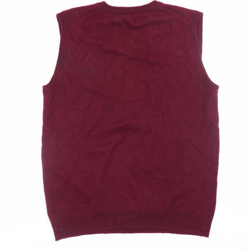 WoolOvers Women's Red V-Neck Merino Cashmere Sleeveless Vest S