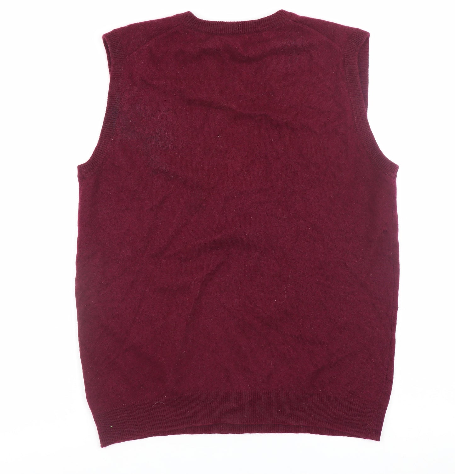 WoolOvers Women's Red V-Neck Merino Cashmere Sleeveless Vest S