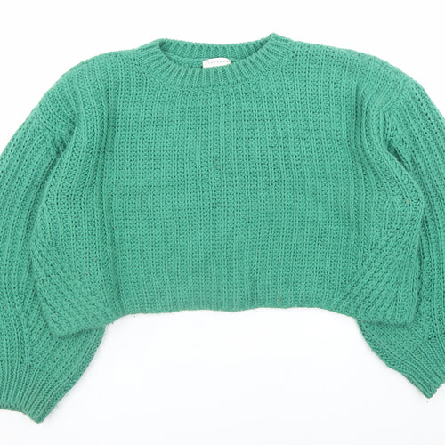 Topshop Women Green Chunky Knit Crew Neck Pullover Jumper M
