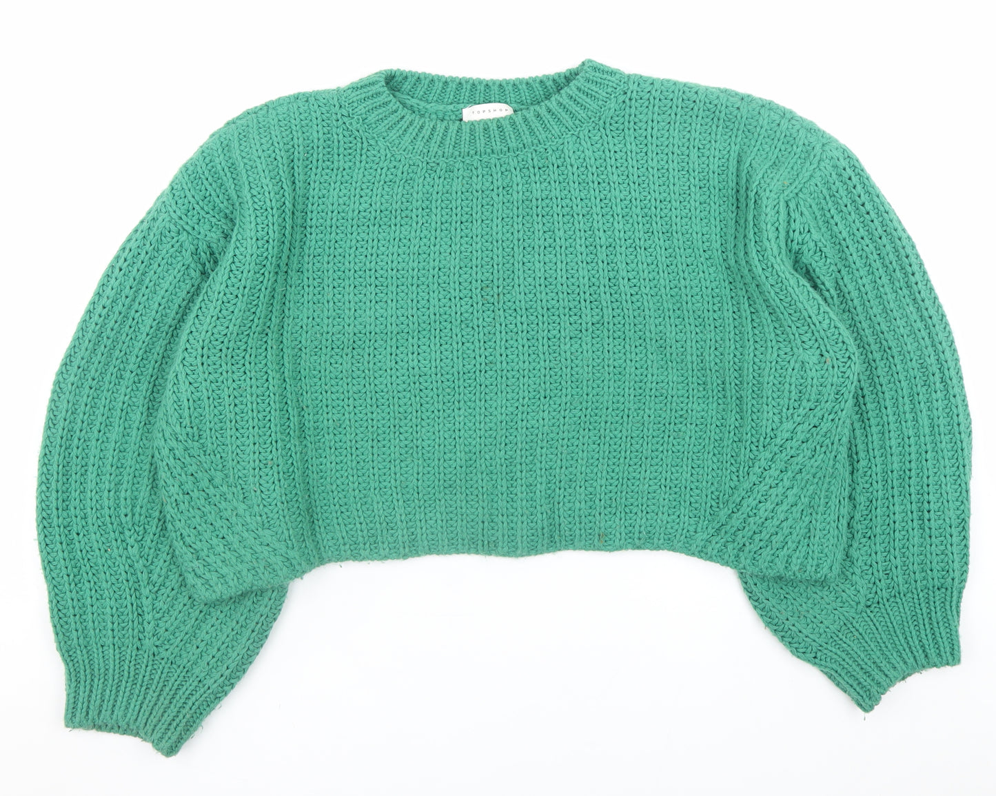 Topshop Women Green Chunky Knit Crew Neck Pullover Jumper M