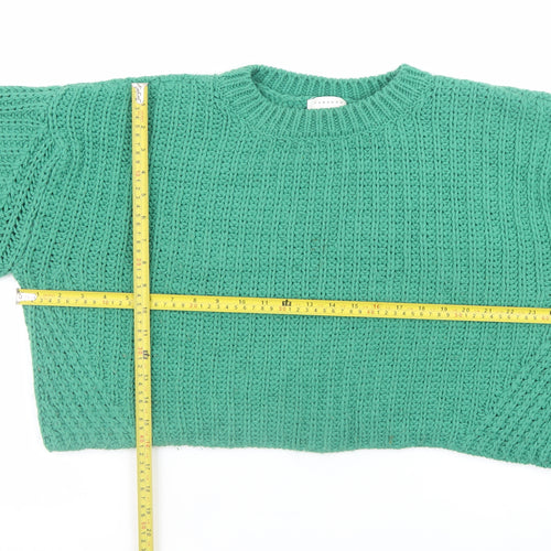 Topshop Women Green Chunky Knit Crew Neck Pullover Jumper M