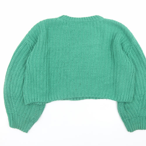 Topshop Women Green Chunky Knit Crew Neck Pullover Jumper M