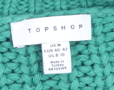 Topshop Women Green Chunky Knit Crew Neck Pullover Jumper M
