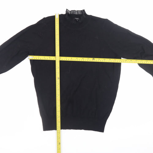 Next Womens Black High Neck Ruffle Trim Knit Jumper XS