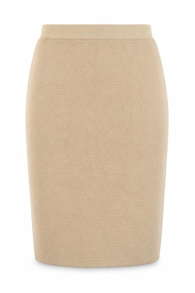 Y.A.S Womens Beige Wool Blend Midi Pencil Skirt UK 12