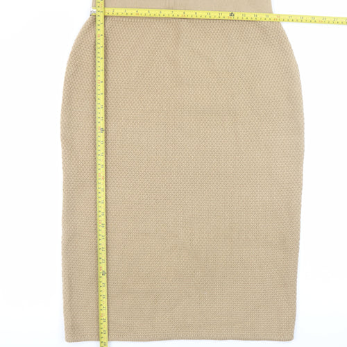 Y.A.S Womens Beige Wool Blend Midi Pencil Skirt UK 12