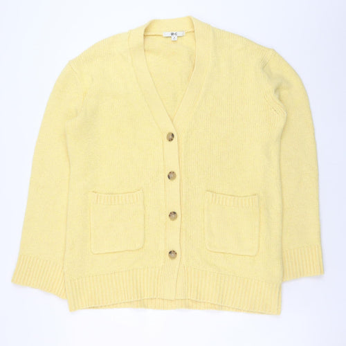 Uniqlo Women’s Yellow V-Neck Knit Cardigan Size M Lightweight Cotton Blend