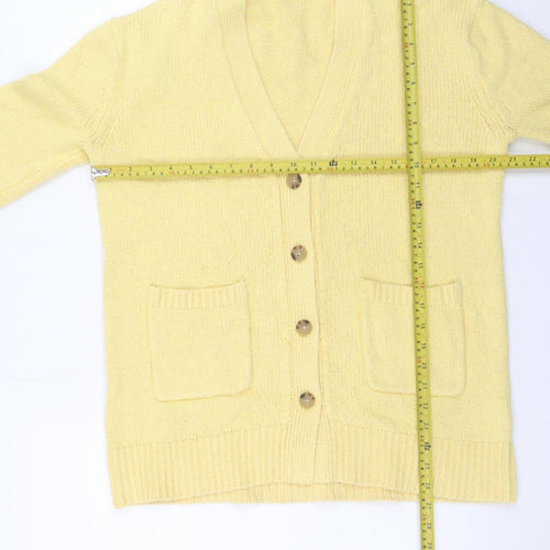 Uniqlo Women’s Yellow V-Neck Knit Cardigan Size M Lightweight Cotton Blend