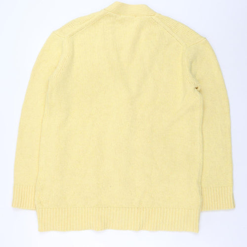 Uniqlo Women’s Yellow V-Neck Knit Cardigan Size M Lightweight Cotton Blend