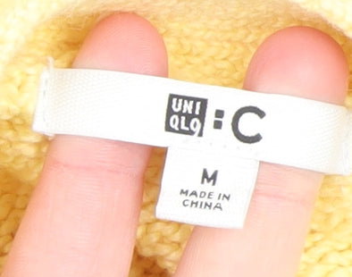 Uniqlo Women’s Yellow V-Neck Knit Cardigan Size M Lightweight Cotton Blend