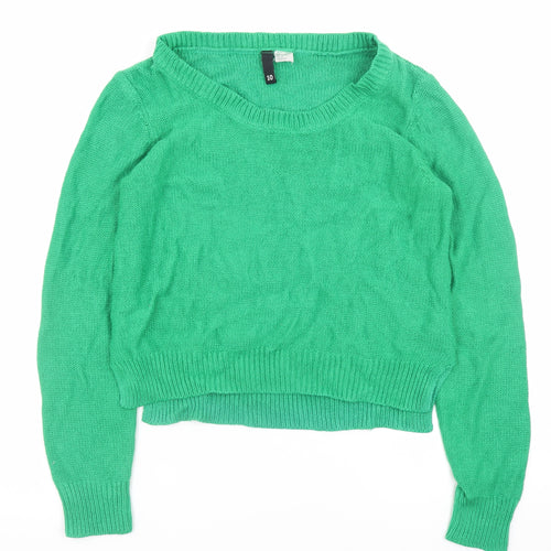 H&M Divided Women's Green Cotton Knit Jumper Size 10