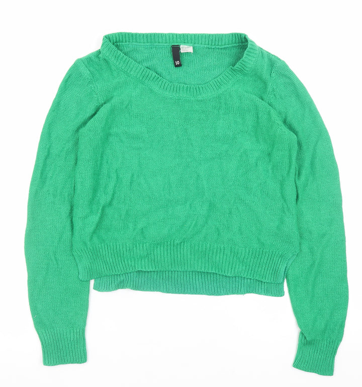 H&M Divided Women's Green Cotton Knit Jumper Size 10
