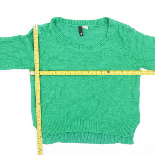 H&M Divided Women's Green Cotton Knit Jumper Size 10