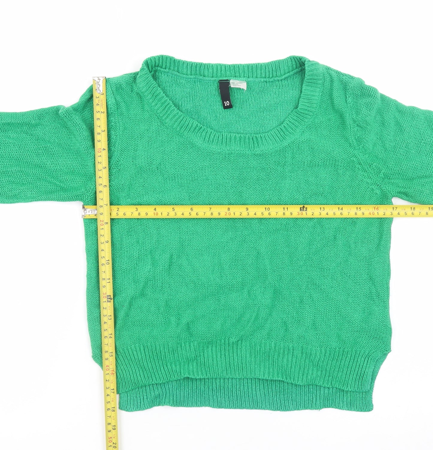 H&M Divided Women's Green Cotton Knit Jumper Size 10