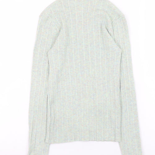 New Look Women’s Green Mock Neck Ribbed Knit Pullover Jumper Size 10