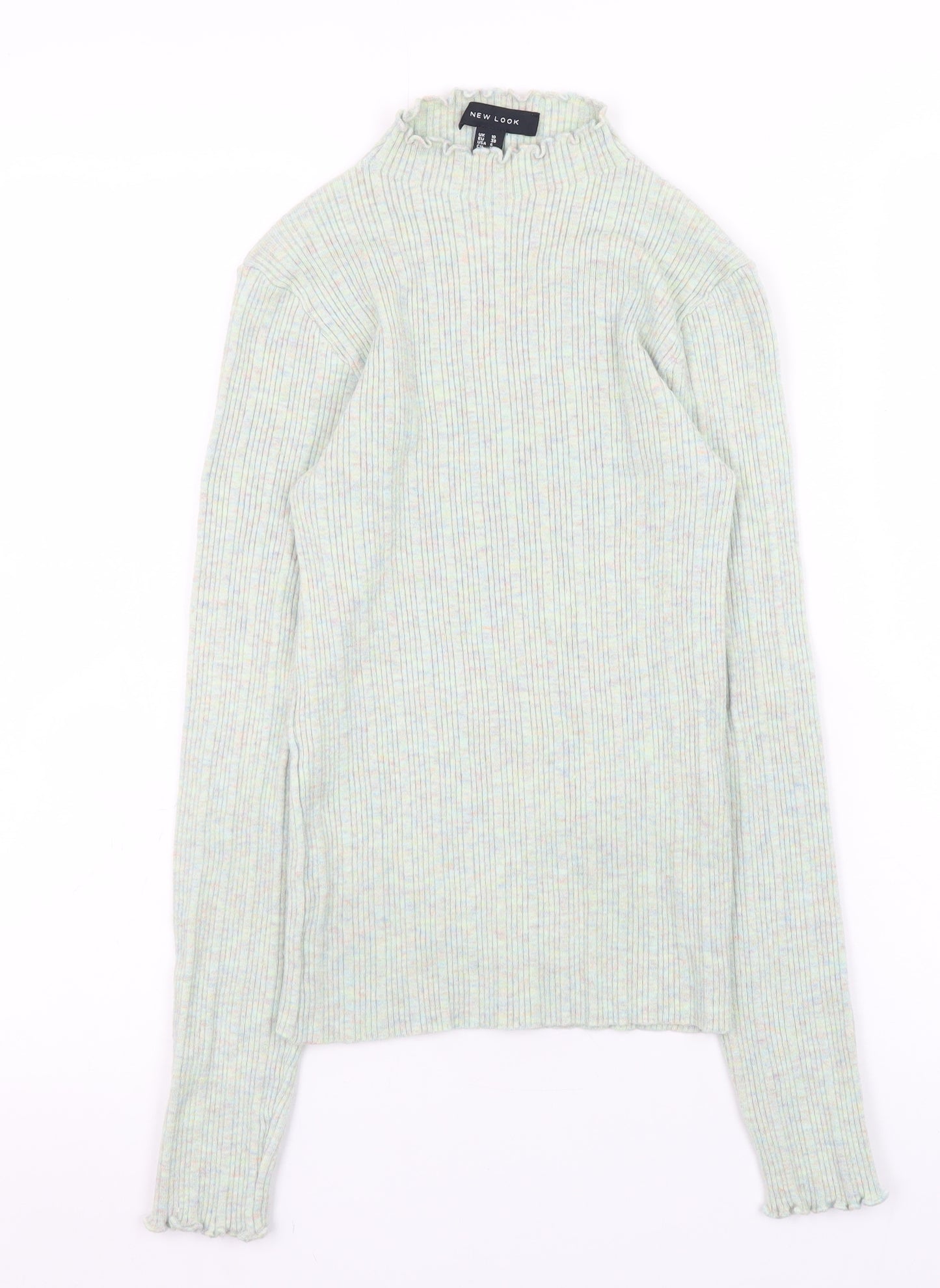 New Look Women’s Green Mock Neck Ribbed Knit Pullover Jumper Size 10