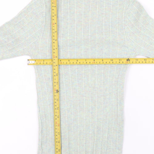 New Look Women’s Green Mock Neck Ribbed Knit Pullover Jumper Size 10