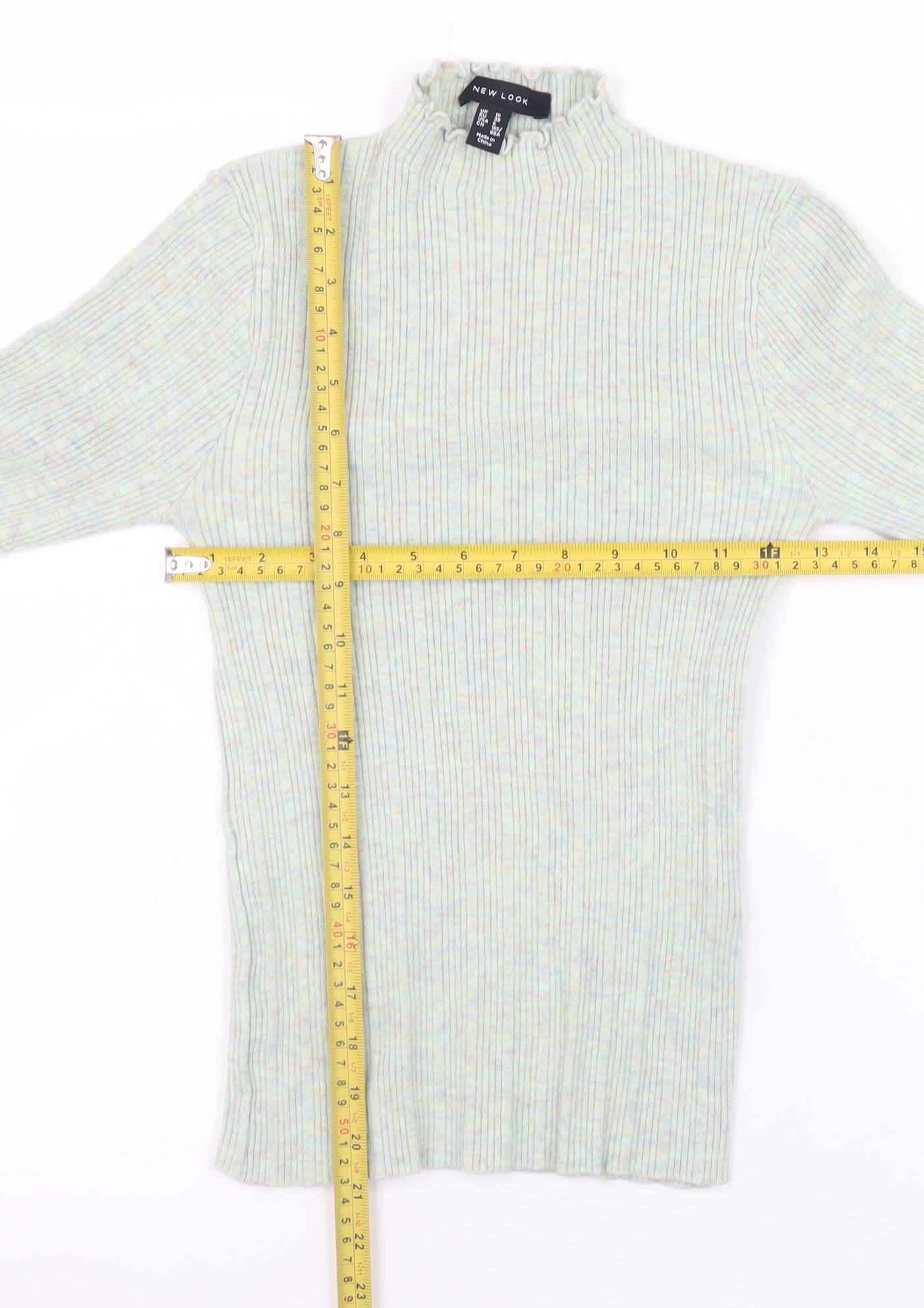 New Look Women’s Green Mock Neck Ribbed Knit Pullover Jumper Size 10