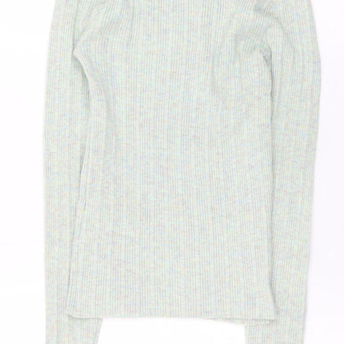 New Look Women’s Green Mock Neck Ribbed Knit Pullover Jumper Size 10