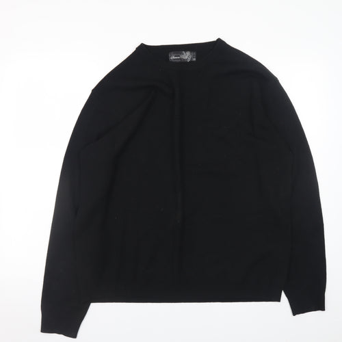 Simon Clark Men's Black 2XL Crew Neck Acrylic Pullover Jumper