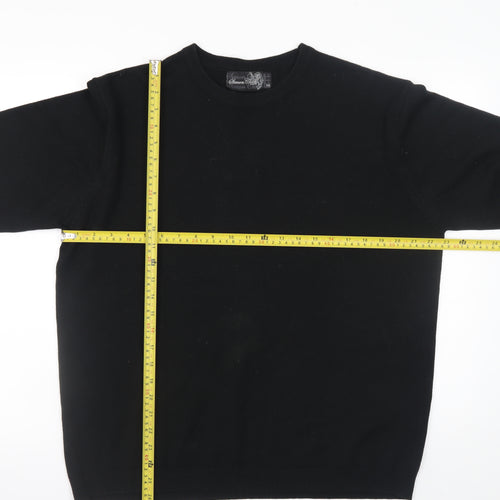 Simon Clark Men's Black 2XL Crew Neck Acrylic Pullover Jumper