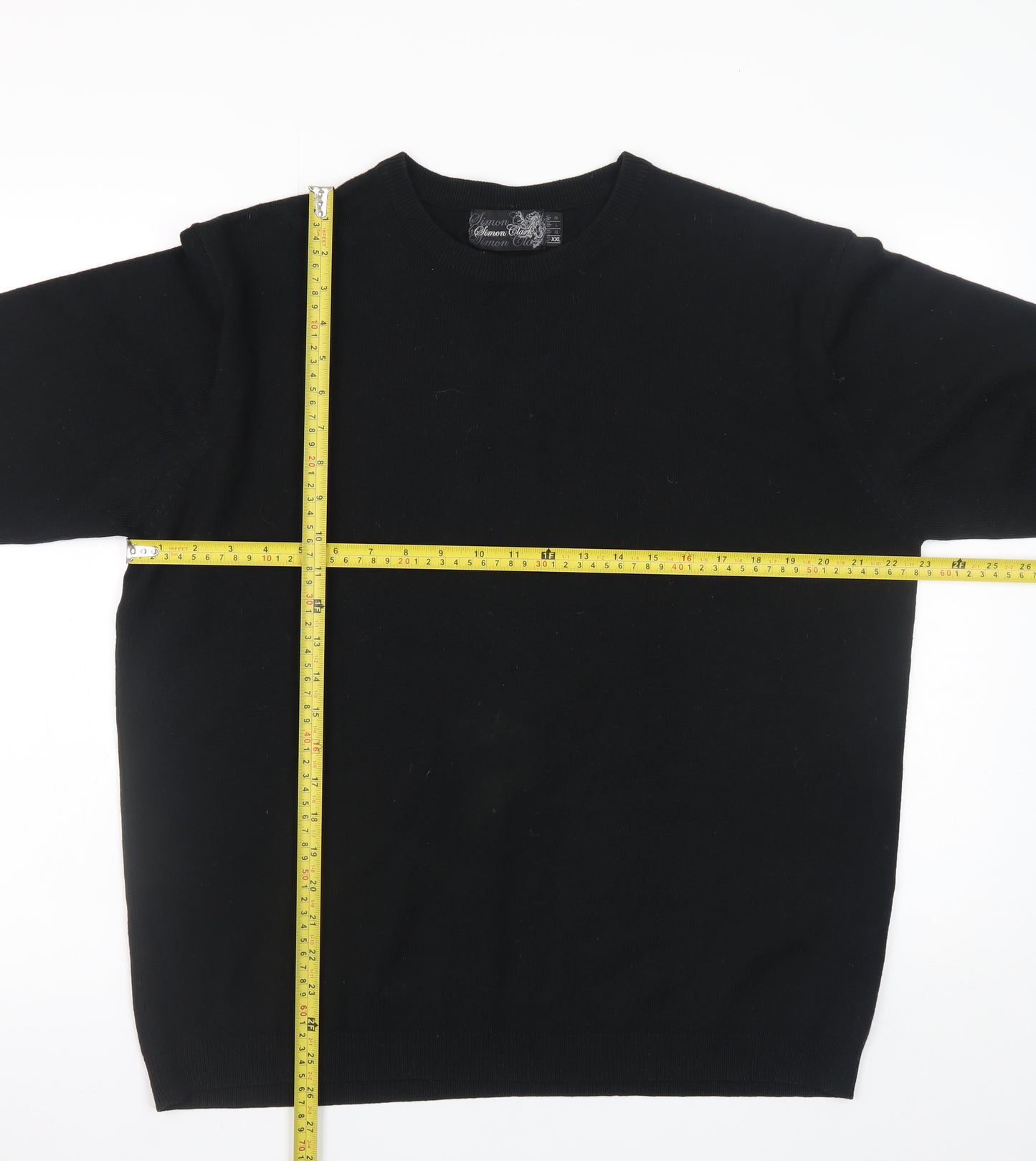 Simon Clark Men's Black 2XL Crew Neck Acrylic Pullover Jumper