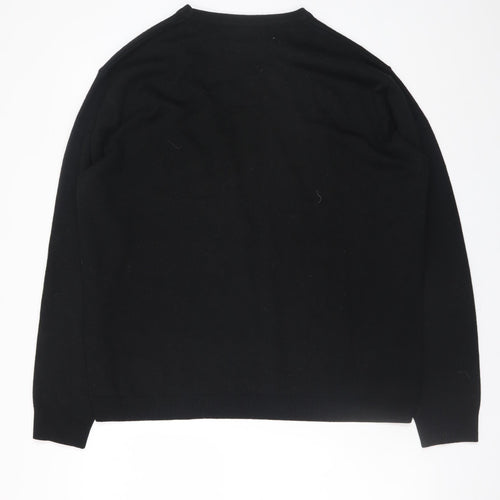 Simon Clark Men's Black 2XL Crew Neck Acrylic Pullover Jumper
