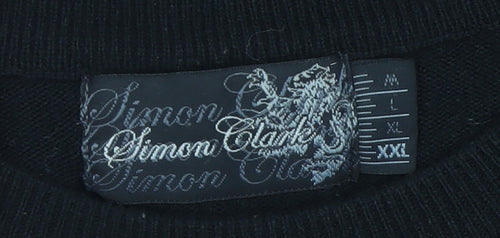 Simon Clark Men's Black 2XL Crew Neck Acrylic Pullover Jumper