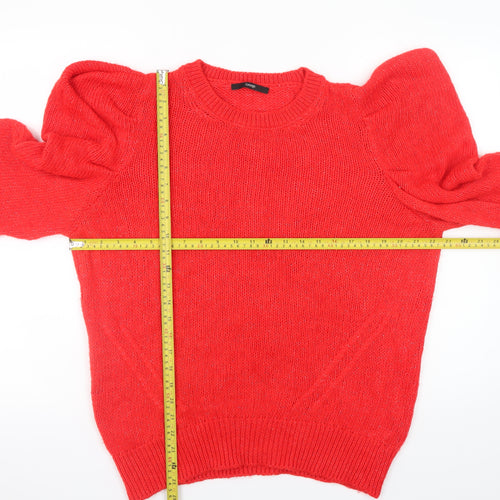 George Women’s Red Puff Sleeve Knit Jumper Size L
