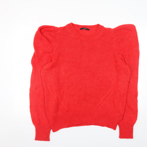 George Women’s Red Puff Sleeve Knit Jumper Size L