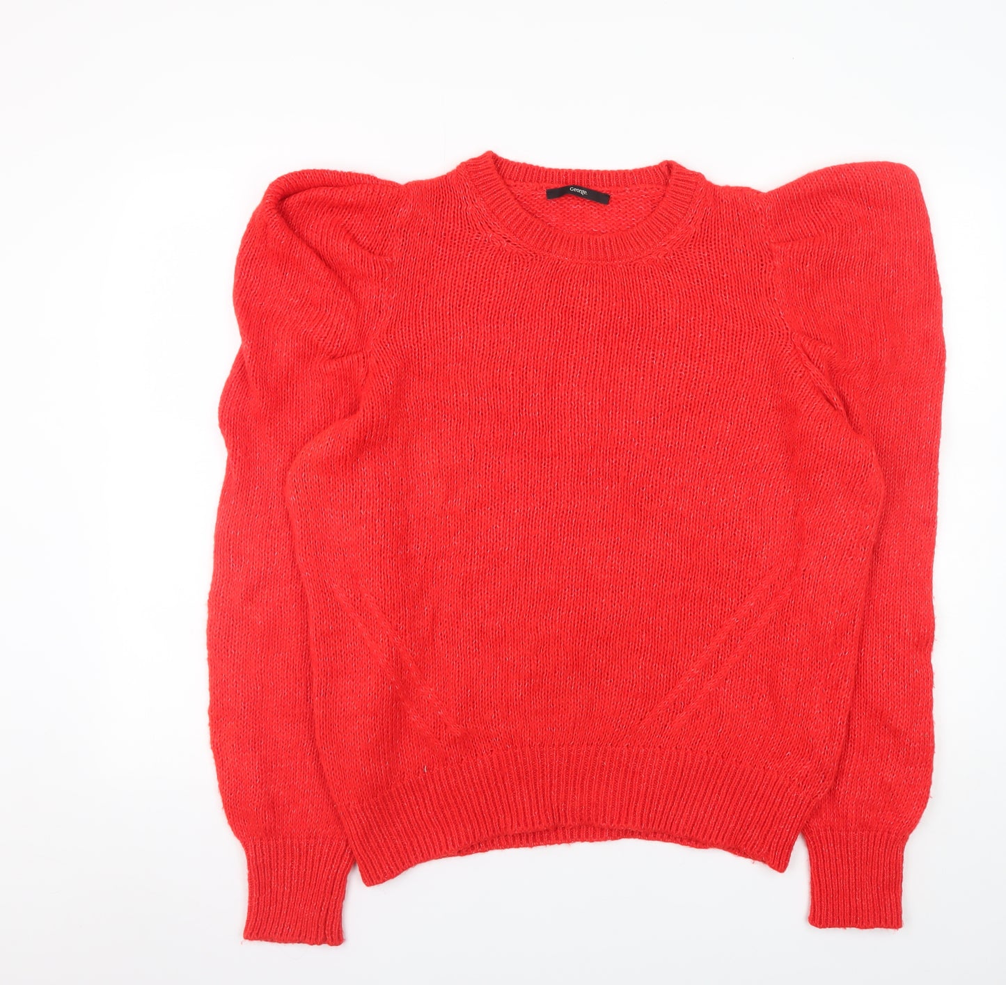 George Women’s Red Puff Sleeve Knit Jumper Size L