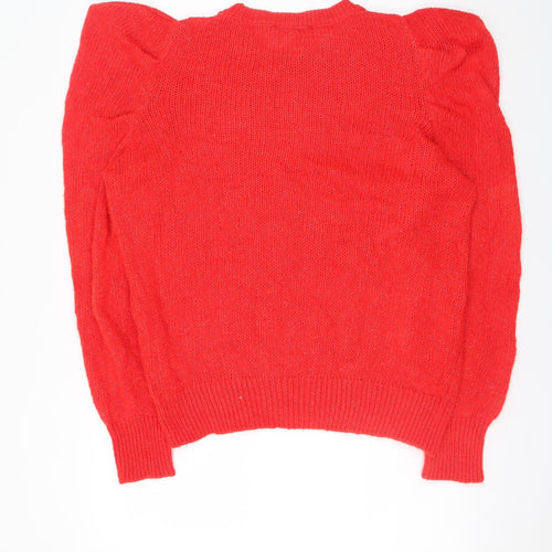 George Women’s Red Puff Sleeve Knit Jumper Size L