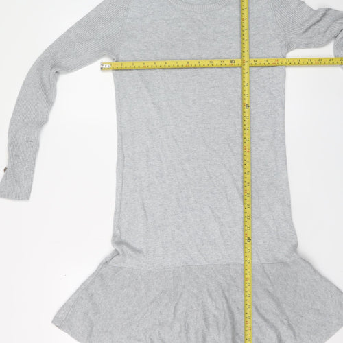 Tu Women Grey Size 8 Knit Sweater Dress Long Sleeve Crew Neck