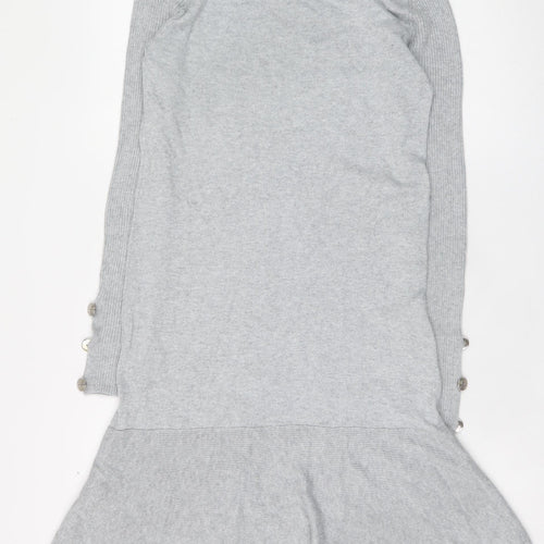 Tu Women Grey Size 8 Knit Sweater Dress Long Sleeve Crew Neck