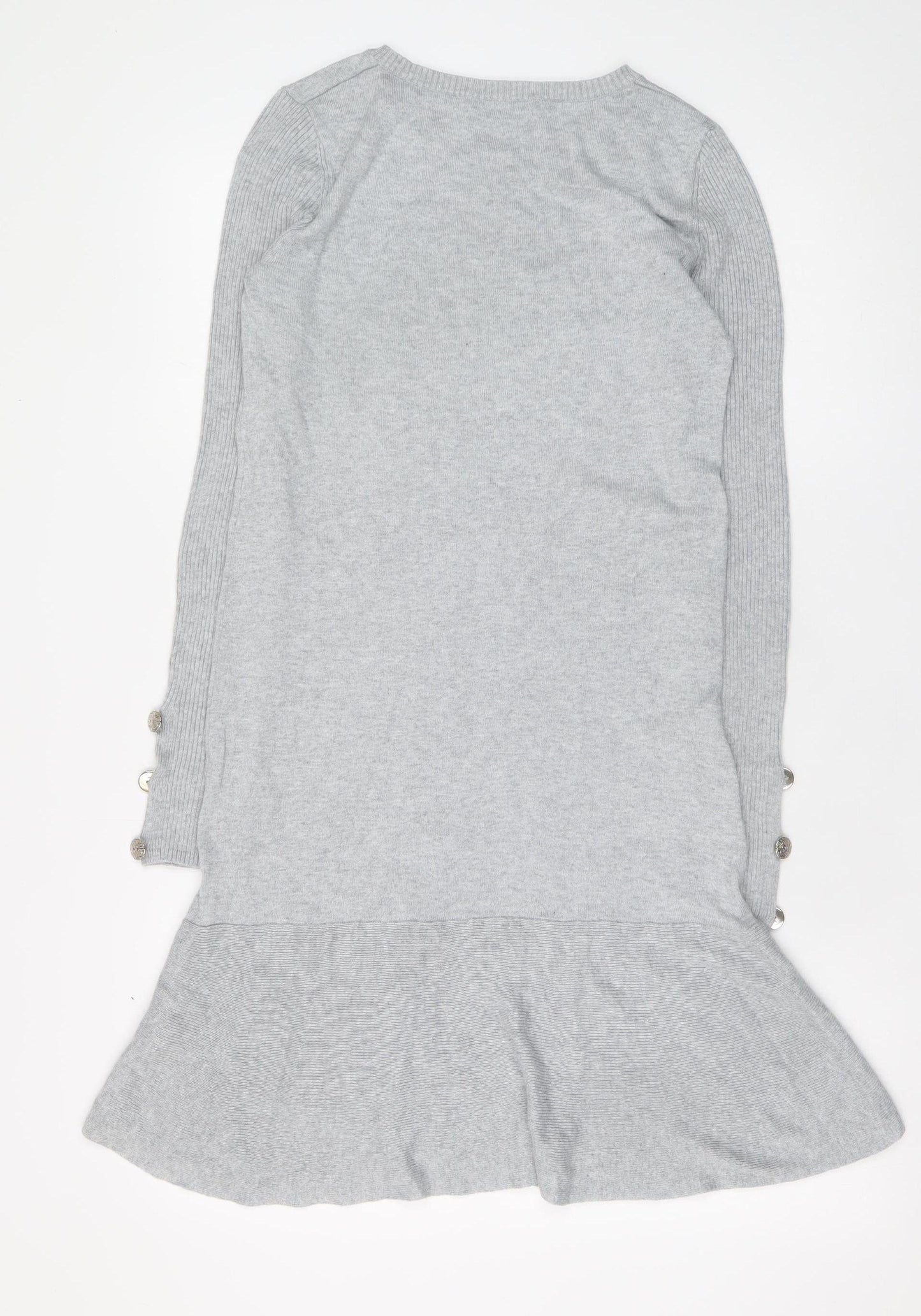 Tu Women Grey Size 8 Knit Sweater Dress Long Sleeve Crew Neck