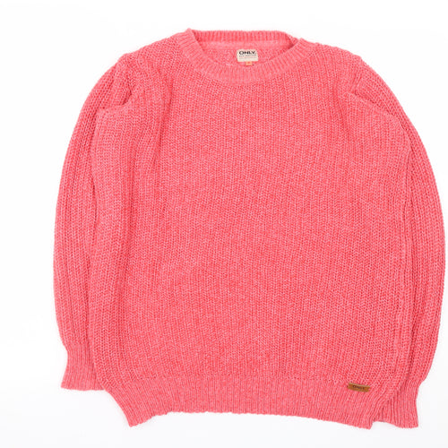ONLY Unisex Pink Chunky Knit Pullover Jumper Size S