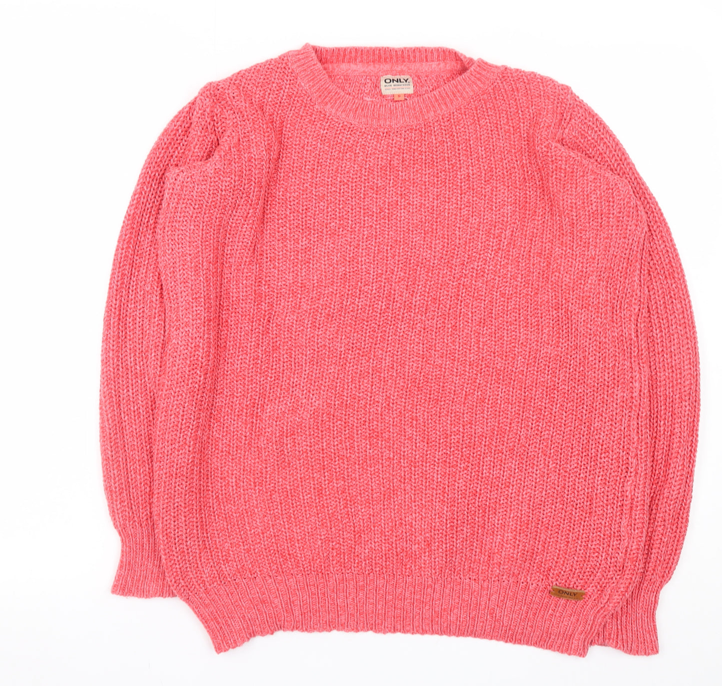 ONLY Unisex Pink Chunky Knit Pullover Jumper Size S