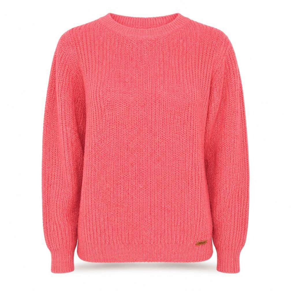 Front view of Only unisex pink chunky knit jumper, size S